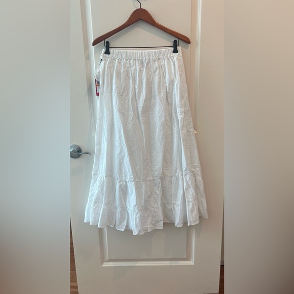Vince Camuto Ruffle Detail Cotton Wrap Midi Skirt in Ultra White NWT - Picture 8 of 14